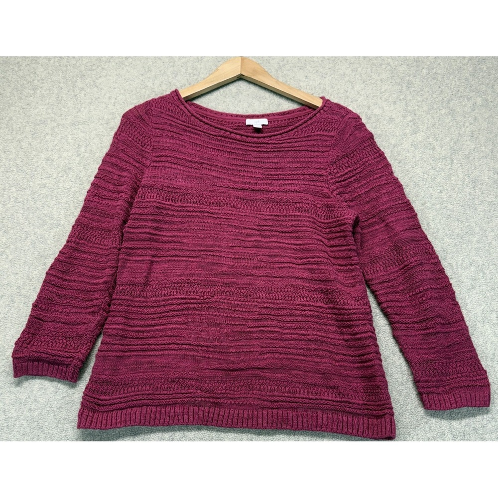 J. Jill‎ Womens Pullover Sweater Dark Magenta Pink Long Sleeve Winter Fashion S